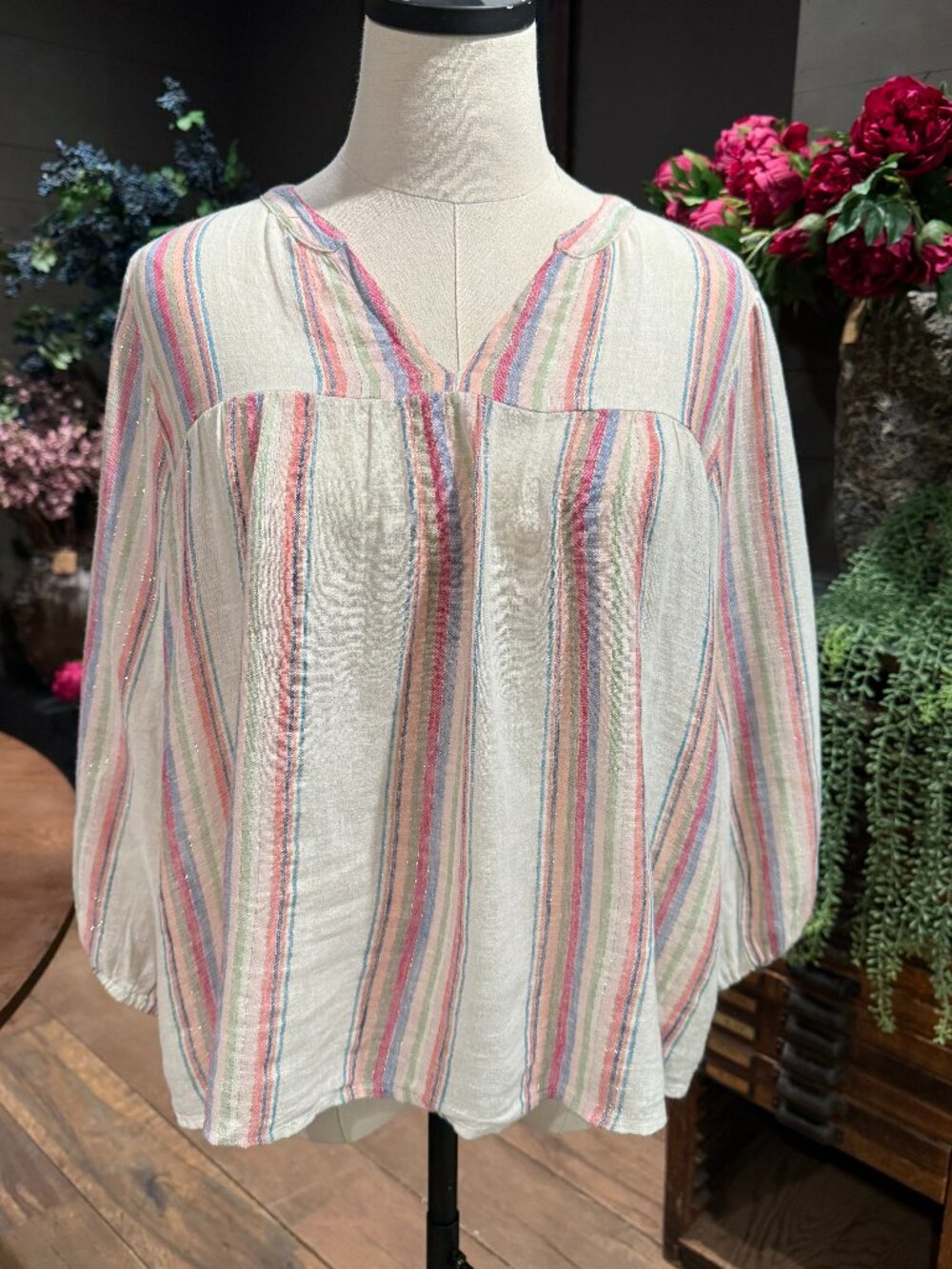 VELVET striped linen top - size XS